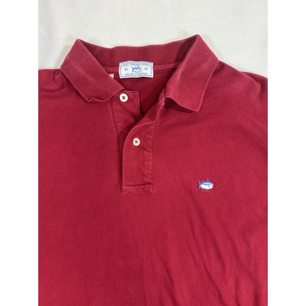 Southern Tide Polo Shirt‎ Mens Size Medium Red Long Sleeve Tech Stretch